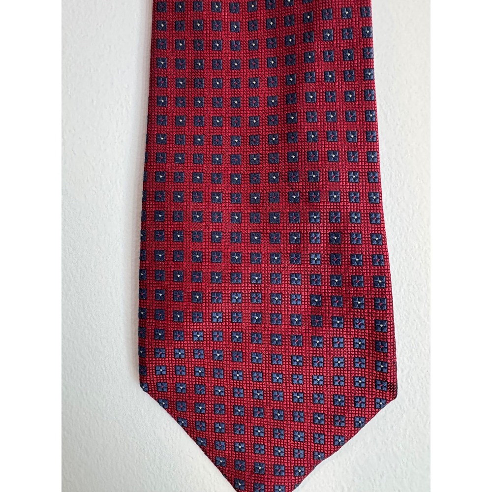 Jos. A. Bank Corporate Collection Mens‎ OS Burgundy Geometric Silk Tie USA Made